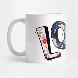 Love with floral print- Love text Mug